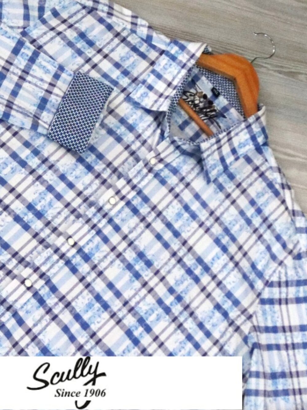 Scully Pearl Snap Shirt Men' Plaid Flip Cuff Rodeo Cowboy Western Party Size 2XL